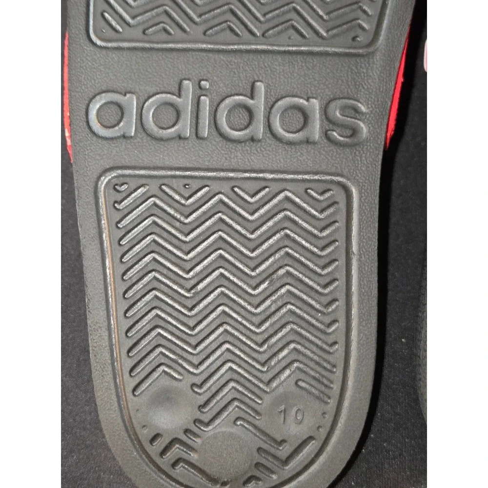 Adidas Adilette Slides Sandals Kids Size 10K Red White Stripes‎
